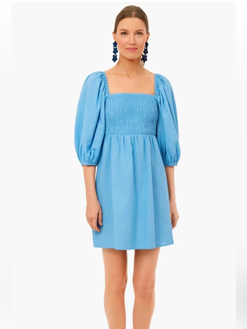 Tuckernuck Annie Smocked Mini Dress Blue women’s size S